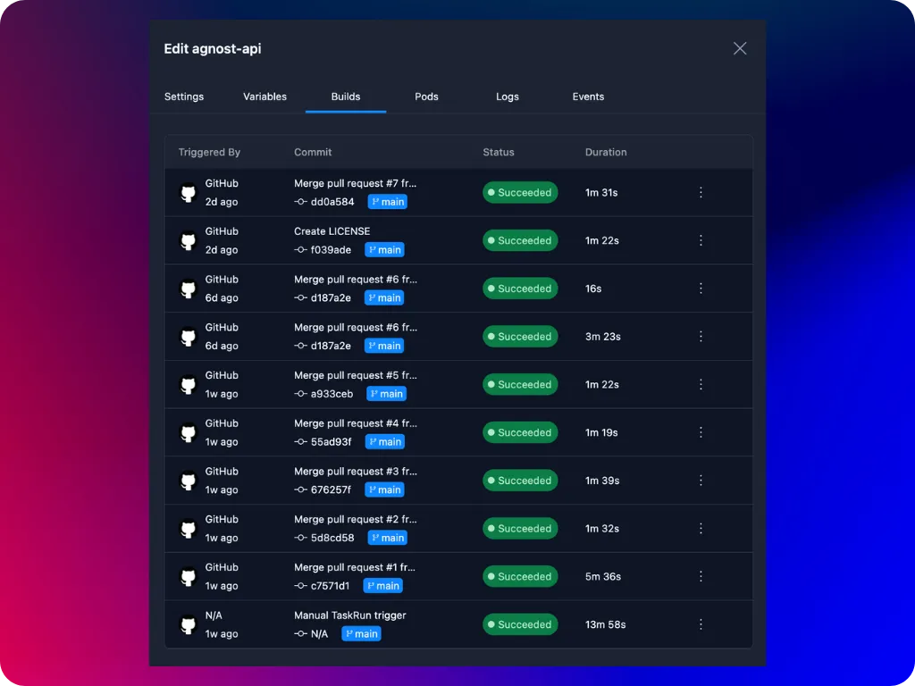 View Container Build Runs