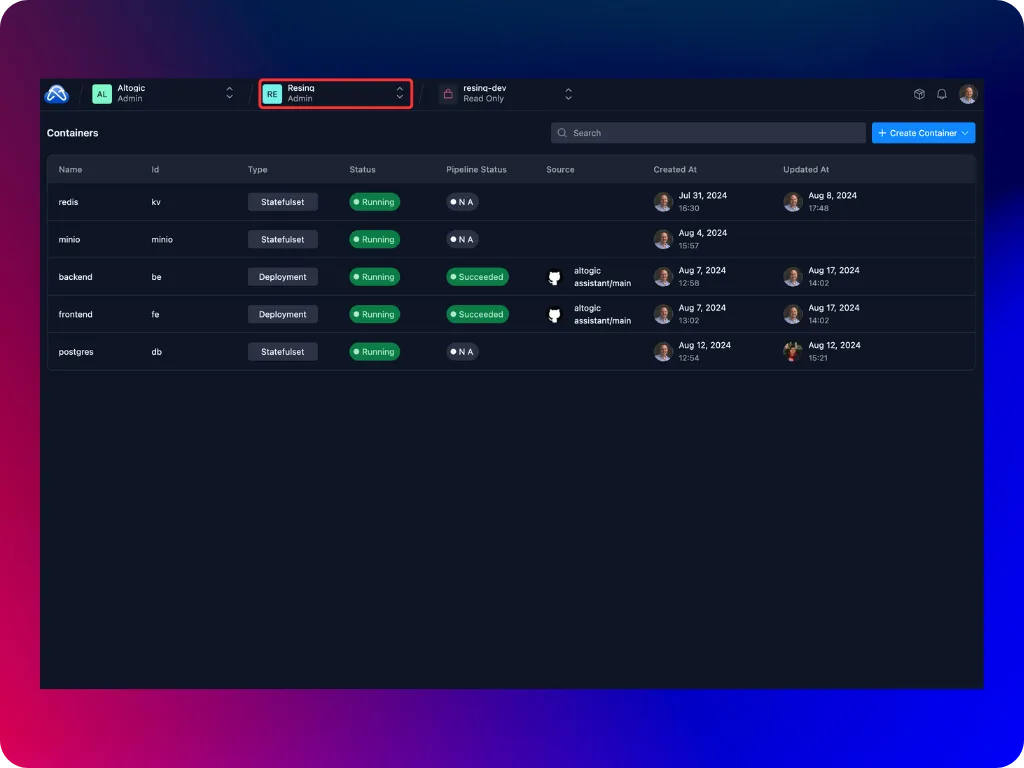 View Project Settings